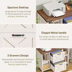 2 Drawer File Cabinet, Farmhouse Lateral Filing Cabinet Fits File Letter or A4 Size, Wooden Printer Stand with Open Storage Adjustable Shelf for Home Office, Rustic White