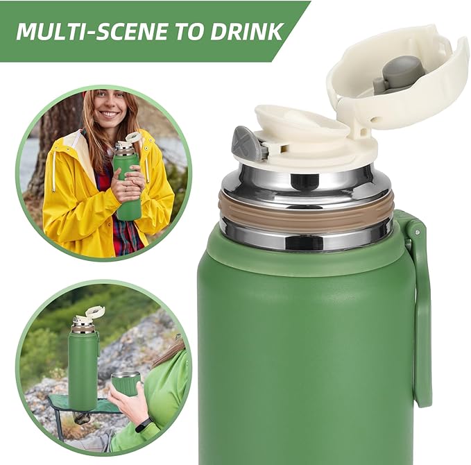 750ml/27 OZ Coffee Thermo with 3 cups, Insulated Water Bottle, Stainless Steel Vacuum Flask Set for Hot and Cold Drinks, Gifts Box