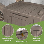 Patiowell 30 Gallon Resin Deck Box, Outdoor Storage Box for Patio Furniture, Deliveries, Pool Supplies,Waterproof and Lockable, Brown