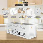 Kitchen Utensil Holder For Countertop With 4 Compartments - Kitchen Organizer Countertop, Extra Large Utensil Holder, Cooking Utensils Holder - White