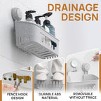 LEVERLOC Shower Caddy Suction Cup 2 Pack, Shower Organizer Removable Bathroom Shelf, Storage for Inside Shower Powerful Suction Max Hold 22lbs Waterproof Holder, Gray