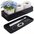 Toilet Tank Tray for Modern Black Bathroom Decor Set of 2 Acacia Toilet Tank Topper Paper Storage Decorative Organizer Box Wood Vanity Tray for Counter Decor Dresser Tops (Black)