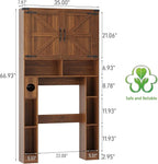 Vabches Over The Toilet Storage Cabinet, Farmhouse Storage Cabinet Over Toilet with 2 Barn Doors ，Toilet Paper Holder Stand，Home Space-Saving Toilet Rack, for Laundry, Restroom, Bathroom.Caramel.