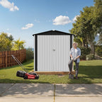 6' x 4' Outdoor Storage Shed, Sturdy Metal Building w/Floor and Operable Window for Garden, Backyard, Poolside and Lawn, White