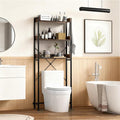 Giantex Over The Toilet Storage Rack, 3-Tier Bathroom Space Saver Organizer with Adjustable Bottom Bar to Fit Most Toilets, Freestanding Above Toilet Storage Rack, Easy Assembly (Brown + Black)