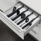 4 Pack Bamboo Drawer Dividers 2.6" High, Adjustable Length from 12 Inch to 17 Inch, Expandable Kitchen Drawer Organizer Separators for Clothes, Kitchen, Bedroom, Dresser, Office (Black)