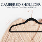 HOUSE DAY Black Velvet Hangers 20 Pack, Premium Non-Slip Felt Clothes, Sturdy Heavy Duty Coat, Durable Hangers for Suits, Space Saving with No Hanger Mark, 360° Swivel Rotating Rose Gold Hook