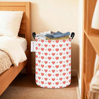 QUEENLALA Large Storage Basket,Laundry Hamper/Bathroom/Home Decor/Collapsible Round Storage Bin,Boys and Girls Hamper/Boxes/Clothing(Round-Pink Heart)