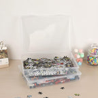 BTSKY Clear Plastic Storage Box with Flap Lid, Multipurpose Craft Organizers and Storage Box Art Supply Storage Organizer Plastic Sewing Box for Pencils Markers Notebooks A4 Files, 2 Pack Large