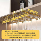 LINFIDITE Gold Under Cabinet Wine Glass Holder, 2 Pack, Space Saving, Easy Installation, Anti-Skid, Compact Design, Sturdy Materials, Affordable Gift