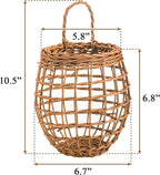 Elsjoy Set of 2 Hanging Onion Basket, Wall Mount Small Wicker Baskets for Food Storage, Woven Rattan Basket for Kitchen, Pantry, Home Decor