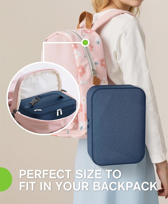 Small Lunch Box Insulated Lunch Bag for Women Men, Bento Kids Lunch Box, Compact Portable Thermal Meal Cooler Bags with Buckle Handle for Work & School, Navy Blue 5L