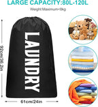 2 Pack XL Travel Laundry Bag, Machine Washable Dirty Clothes Organizer, Large Enough to Hold 4 Loads of Laundry, Easy Fit a Laundry Hamper (Black + Pink)