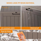DRATO 35 Gallon Deck Boxes Resin Outdoor Storage Box UV Resistant Outside Deck Box with Lockable Lid for Patio Furniture（Grey，35 Gallon）