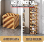 The 9-Tier No-Assembly Bamboo Rack, 2-9 Tier Folding Shoe Storage Rack, Space-Saving Organizer for Shoes, No Assembly Narrow Shoe Shelf for Entryway Closet Dorm (Brown, 5 Tier)