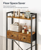 HOOBRO Over The Toilet Storage Rack with 2 Drawers, 3-Tier Bathroom Organizer Shelf Over Toilet, Freestanding Space Saver Bathroom Toilet Shelves Above Toilet for Room, Rustic Brown and Black BF47TS01