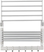 brightmaison BGT Wash Clothes Drying Rack Wall Mount Laundry Room Organizer with Hooks & Swing Arms, 17" Metal Laundry Rack Silver