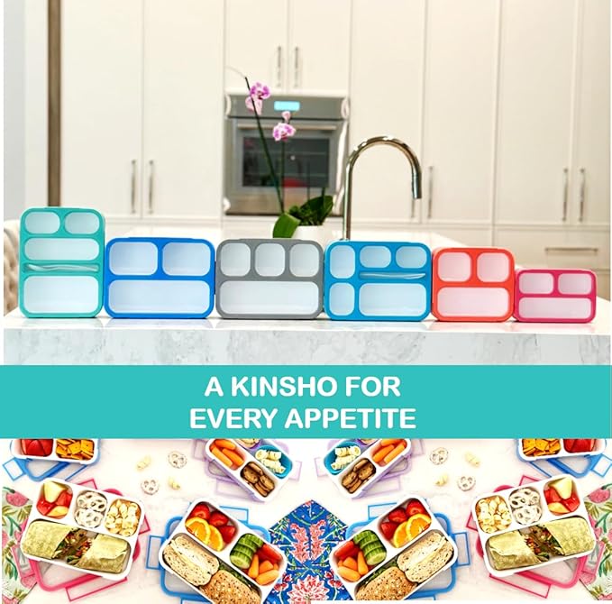 Small Snack Containers for Kids Toddlers - 3 Compartments (Set of 2) - Leak-proof Reusable Snack Boxes with Lids - BPA-Free Mini Bento Lunch Box - Ideal for School,Holds 2 Cups (Teal Blue + Orange)