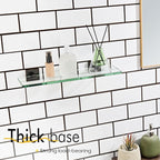 KOKOSIRI Tempered Glass Shelves 16-Inch Bathroom Floating Shelf Kitchen Hanging Rack for Shower Storage, Oil Rubbed Bronze Stainless Steel B1107ORB-L16