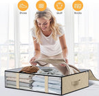 StorageRight Under Bed Storage Bags 3 Pack, 40L Large Clothes & Comforter Storage Containers with Clear Window, Breathable Fabric Organizer for Blankets, Bedding, Seasonal Clothing, Beige