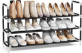 SONGMICS 3-Tier Shoe Rack, Shoe Storage for Hallway Closet, Slim and Space-Saving, Metal Frame, Non-Woven Fabric Shelves, Black ULSH053B01