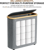 30L Toilet Paper Storage Basket with Lid & Handle, Bamboo Toilet Paper Organizer for Bathroom, Free Standing Toilet Paper Holder Stand for 12-16 Rolls, Bathroom Tissue Storage Bin