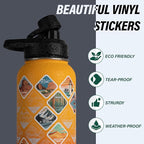 National Parks Water Bottle – 40 oz Insulated Stainless Steel Bottle with 63 Hand-Drawn Park Stickers, Carrier Bag, Strap & Gift Box – BPA-Free – Ideal for Hiking, Camping & Travel