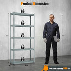 Giantex 5-Tier Storage Shelves Set of 3, Height Adjustable Metal Storage Utility Rack Shelf with Anti-Tipping Device, Heavy Duty Garage Shelving for Warehouse, Basement, 35.5" x 12" x 72", Grey