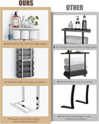 Towel Racks for Bathroom - Wall Mounted Metal Rack with Wood Plank, Bathroom Storage Organizer, Towel Holder Stores 6 Large Rolled Towels Easily, Silver with White Plank