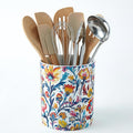MyGift Vibrant Paisley Floral Ceramic Kitchen Utensil Holder – Decorative Crock for Cooking Utensils, Flatware, and Countertop Storage