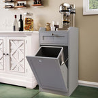 Single Tilt Out Trash Can Cabinet, Dog-Resistant, Fits 13.8"H Bins (Max 11.8"x11.8" Base), Easy Assembly, Grey for Kitchen & Laundry