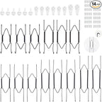 Bilillo 14 pcs Plate Hangers for The Wall, 4/6/8/10/12 Inch Invisible Plates Hangers, Stainless Steel Plate Wall Holders for Display Various Sizes with Hooks for Decorative Black