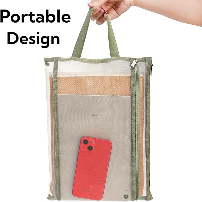 Goaste 10 Pack Mesh Zipper Pouch Bags, Double-Layer Nylon Mesh Bags with Handle, Portable Puzzle Building Block Sets Toy Storage Bags, Colored A4 Document Storage Organizer for School Office Games