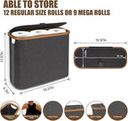 Toilet Paper Storage with Lid and Handle, 12 Roll Toilet Paper Basket Bathroom Standing Organizer, Folding Storage Bag with Foot Base, Slim Holder Container for Rolling Tissue, Towel- Grey