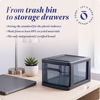 HOMZ 2-Pack 1-Drawer Storage Cart, Plastic Container w/Smoke Tint, 14.25" Wide Medium, Black Frame - Organizing Drawer Containers for Home, Bathroom, Bedroom, Office, and Classroom