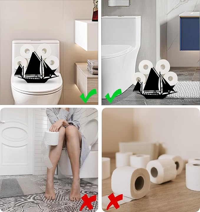 Sailboat Toilet Tissue Holder,Animal Paper Holders,Decorative Metal Papers Holder,Funny Toilet Animal Storage for Bathrooms,Bathroom Paper Organizer for Extra 8 Rolls Free Standing Art Decor