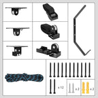 Hikeen Ceiling Hoist for Cargo Box, Heavy Duty Garage Storage Lift Pulley System Holds Up to 150 lbs Capacity, Fits 10-14 Foot Tall Garage Ceilings