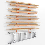 10 Pack Lumber Storage Rack | Wall-Mounted Wood Storage | 10-Tier Heavy-Duty Lumber Rack | 2200 lb Capacity Garage Metal Wood Organizer | Indoor/Outdoor Use (10 Pack-10 Level)