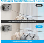 Retractable Outdoor Clothes Line,Heavy Duty Clothes Drying Laundry Line Wall Mounted Stainless Steel Line-16.7 Feets-Grey
