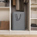ZERO JET LAG Slim Laundry Hamper With Handles Collapsible Laundry Basket Thin Dirty Clothes Basket Narrow Laundry Bag Foldable Dirty Cloth Hamper 45L (23 inches,Grey)