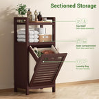 Homykic Tilt Out Laundry Hamper Cabinet, 10 Gal Bamboo Laundry Cabinet with Removable Basket, Hidden Hamper Organizer with Shelf for Dirty Clothes, Bathroom, Laundry Room, Space Saving, Espresso