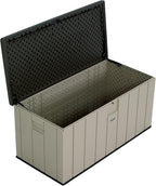 LIFETIME 60254 Heavy-Duty Outdoor Storage Deck Box, 150 Gallon, Desert Sand/Brown
