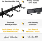 CyclingDeal Bike Wall Mount Rack - Adjustable Indoor Outdoor Storage Vertical Cycling Hook Hanger Organiser - Safe & Secure for Storing MTB Road Bicycles in Garage or Home - Upgraded 3 Bikes