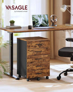 VASAGLE File Cabinet, Mobile Pedestal Filing Cabinet with Wheels, Printer Stand with 5 Drawers, Tool-Free Sliding Rails, for Study, Home Office, Rustic Brown UOFC081KD02
