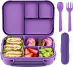 Lunch Box Kids,Bento Box Adult,Leakproof Lunch Containers for Adults/Kids/Toddler,1200ML-4 Compartments bento Lunch box with Utensil,Microwave & Dishwasher & Freezer Safe (Purple)