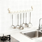 2026 Upgrad Wall Hooks Rack, Space Saving Utensil Holder for Kitchen Bathroom, No Drilling Wall Mounted Accessory Hanger, Kitchen Rail for Hanging Cooking Utensils Mugs Spoons (White_D)