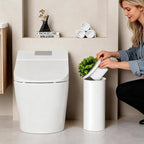 Cesun Toilet Paper Storage Bin, Enclosed Toliet Paper Holder with 3-Roll Capacity, White Stainless Steel Canister with Decorative Green Plant Lid