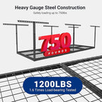 FLEXIMOUNTS 3x8 Overhead Garage Storage Rack,Adjustable Storage Organization System, Heavy Duty Metal Garage Ceiling Storage Racks, 2 pack, Black, Classic Series