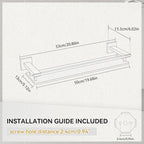 LANC Gold Bathroom Shelf Glass Shelves 20-Inch Floating Tempered Glass Shelf Rectangular Modern Stainless Steel Wall Mounted Cologne Shelves for Men Shower Bathroom Kitchen Organizers，A7613BG