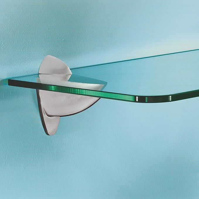 Glass Shelves - Tempered Safety Glass Shelves for Bathroom, Choose Over 20 Shelf Brackets and Multiple Shelf Sizes - Ara Style - 31.5 x 11.8 in - Stainless Clip